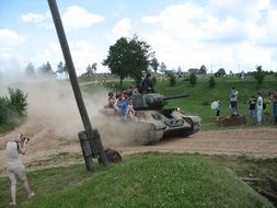 tank goes on the road
