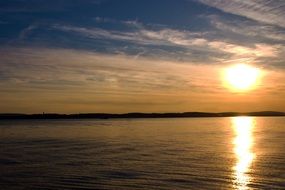 bright sun over the lake