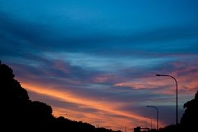 blue and pink evening sky at sunset