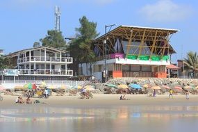 sandy beach with holidaymakers