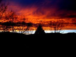 landscape of peaks of mountain at the sunset