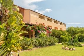 hotel with green trees in sardinia