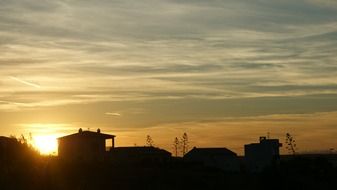 houses in evening light