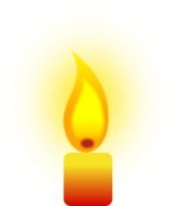 glowing candle on white background