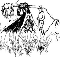 clipart of painted cowboys on a camping trip