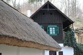 thatched roof on an old building