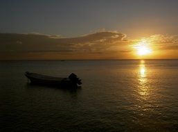 boot at beautiful sunset