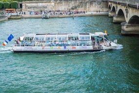 Tourism paris boat river bridge view