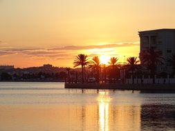 tunisia lake of sunset