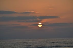 foggy sunset over the sea