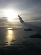 aircraft in a sky with light