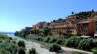 scenic old town on coast, italy, riviera, ventimiglia