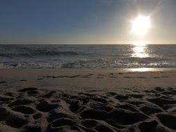 andscape of the sandy beach at the sunlight