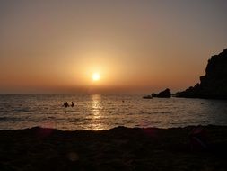 Sunset on the beach of island