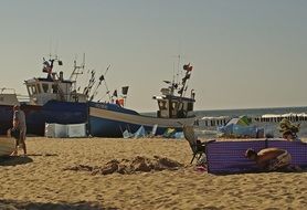 Fishing boats on the sandy beach