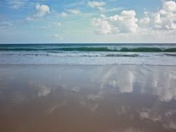reflection of white clouds in the water