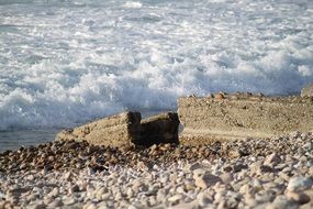 concrete slabs on the beach in Ireland