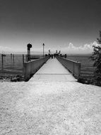 bridge on the lake in black and white background