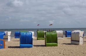 colorful clubs on beach, germany, föhr