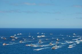 boats in the open blue sea