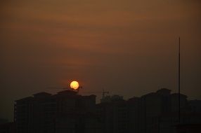 sunset buildings outlines photography yellow sun