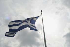flag of Greece against a cloudy sky
