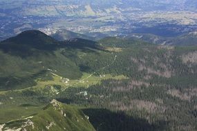 panoramic view of the valley in the Polish Tatras