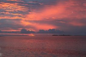 pink sunset over the Maldives