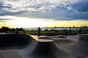 children with skateboards in the park
