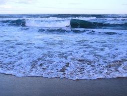 waves on the beach in the evening