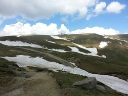carpathian mountains with snow in romania europe