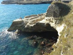rocks near the blue water