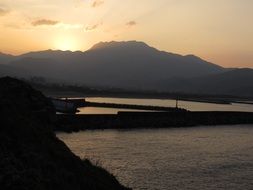 the sea landscape orange fine sunset