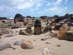 stones on a sandy beach