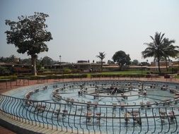 pool behind the fence at the resort