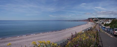 panoramic view of the endless beach in Budleigh