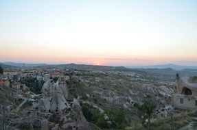 peaks of gray mountains in Cappadocia, Turkey