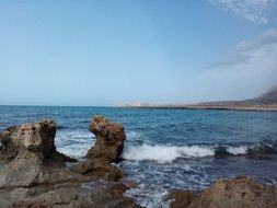 Rocky beach in summertime