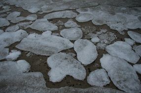 pieces of ice on the Baltic Sea close up