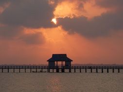 orange glow of sunset over the coast of indonesia