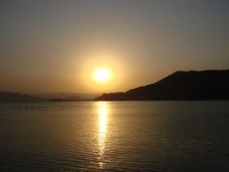 View from the water at sunset