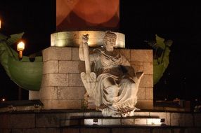 Sculpture in St. Petersburg at night