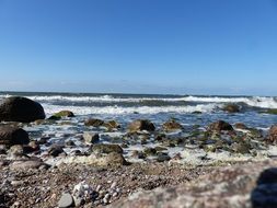 waves on stones on the coast