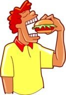 Ä°llustration of Person Eating hamburger