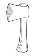 Black and white drawing of the axe