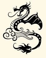 drawn black dragon on a white background