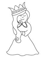 painted princess with a crown in a coloring book
