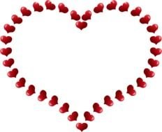 Valentine red Hearts Border dark blackground drawing