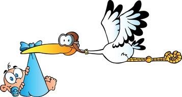 Stork With Baby cartoon drawing