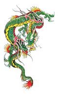 Chinese green Dragon drawing